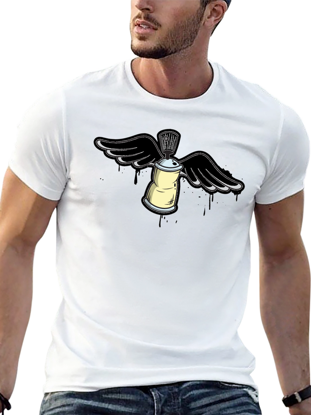 Spray Paint Can Angel Wing Graphic Tee
