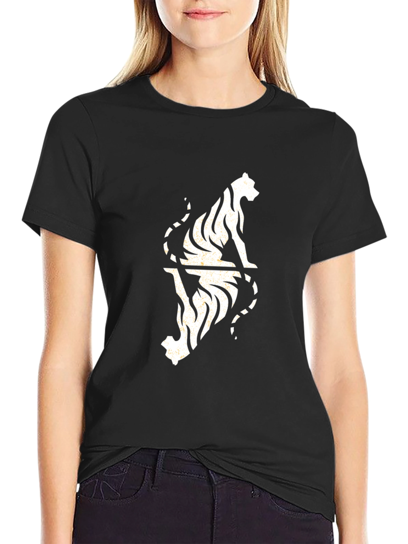 Tiger Reflection Graphic Tee - Cool Black T-Shirt