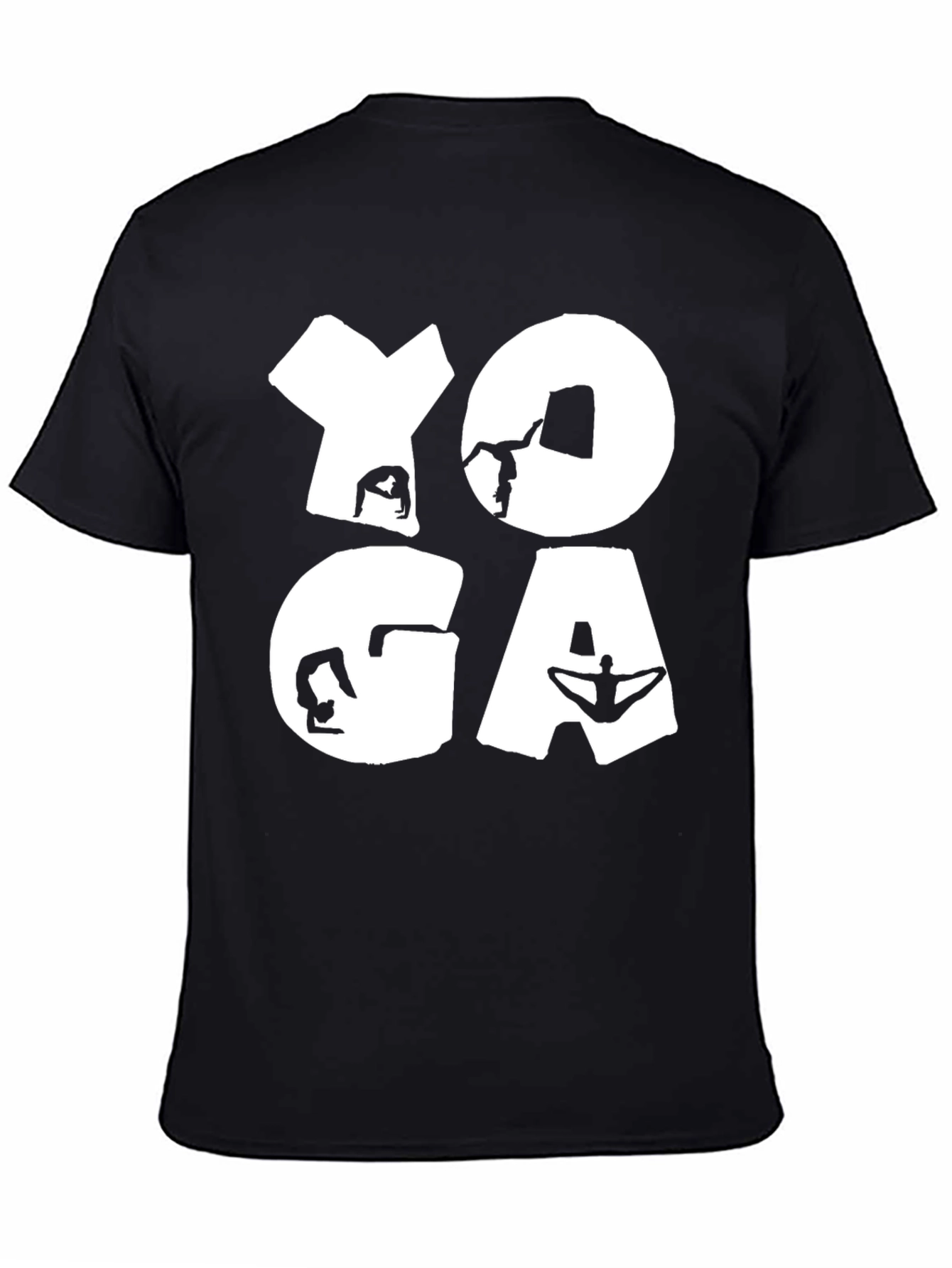 Yoga Pose Graphic T-Shirt Black Cotton