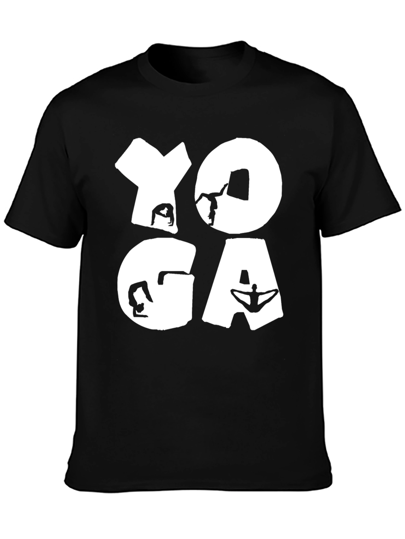 Yoga Pose Graphic T-Shirt Black Cotton