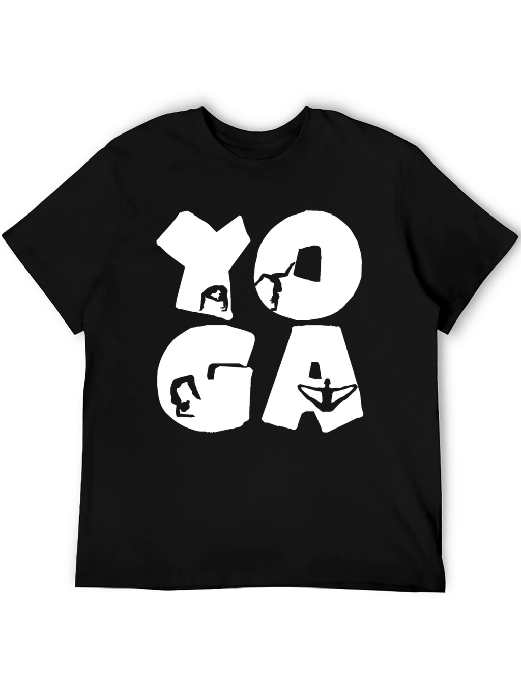 Yoga Pose Graphic T-Shirt Black Cotton