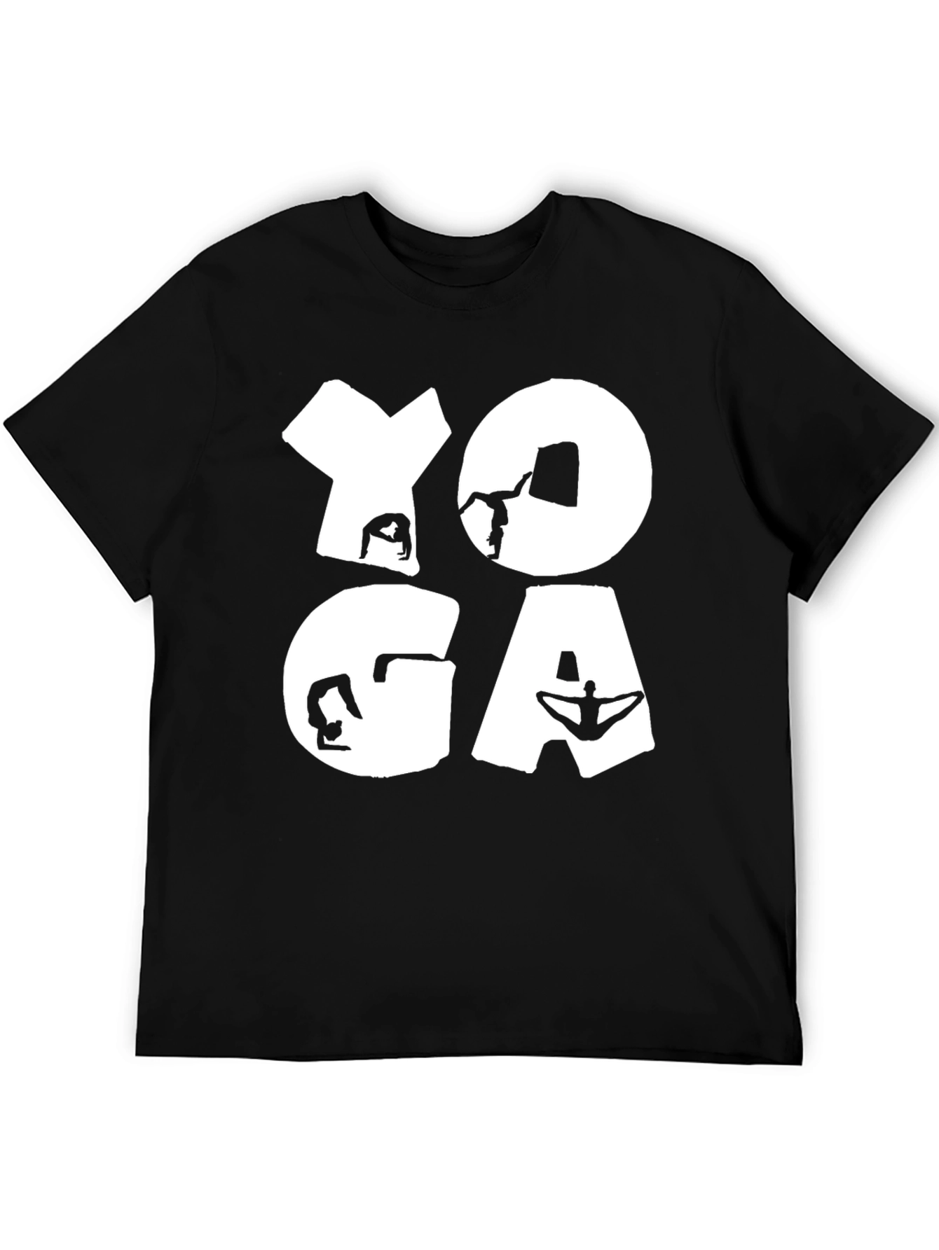 Yoga Pose Graphic T-Shirt Black Cotton