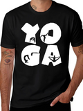 Yoga Pose Graphic T-Shirt Black Cotton