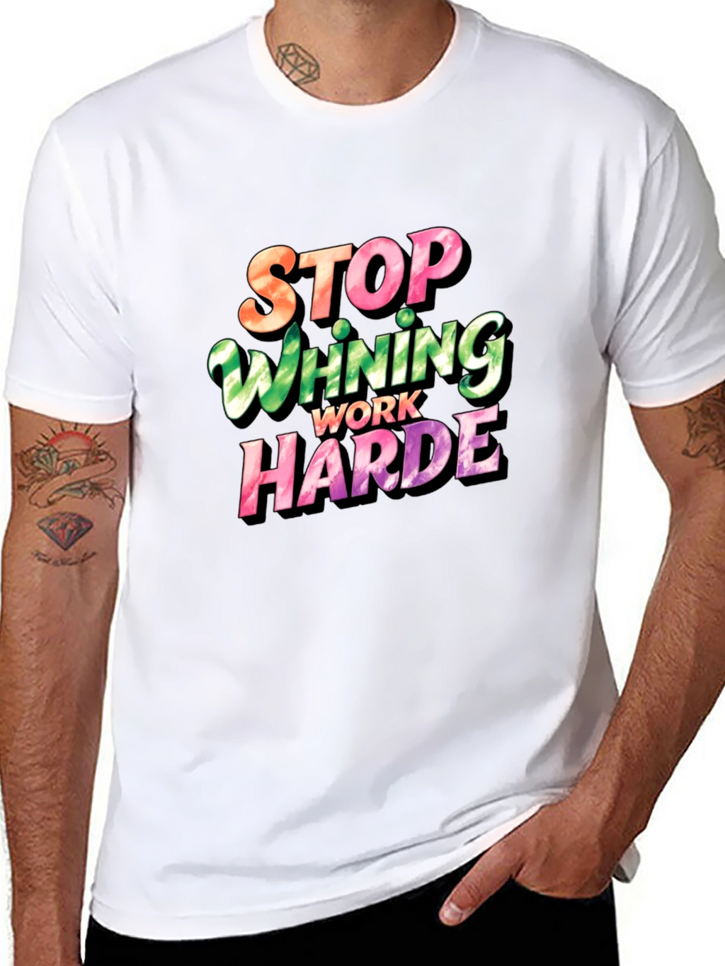 Stop Whining Work Harder Mens Graphic Tee