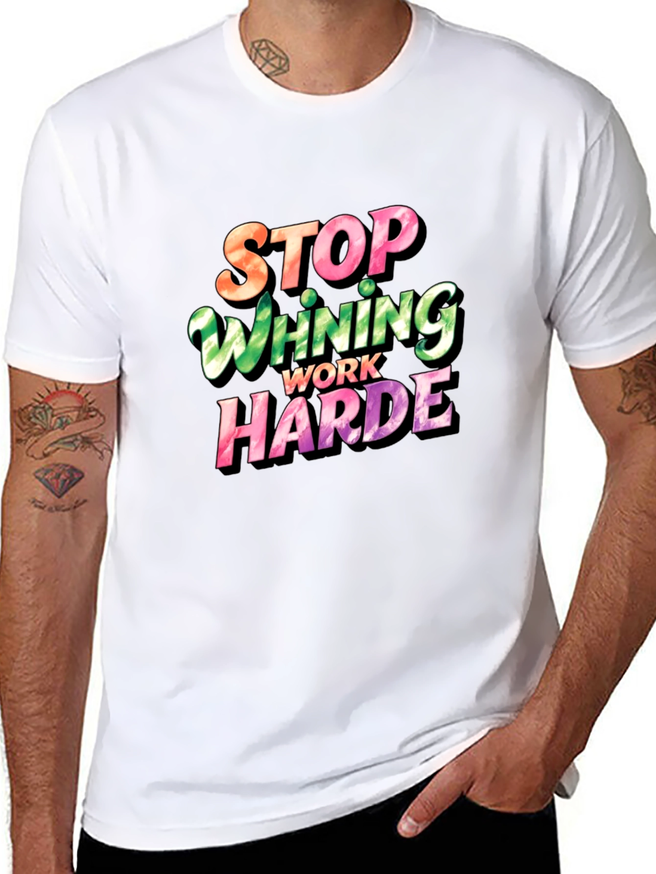 Stop Whining Work Harder Mens Graphic Tee