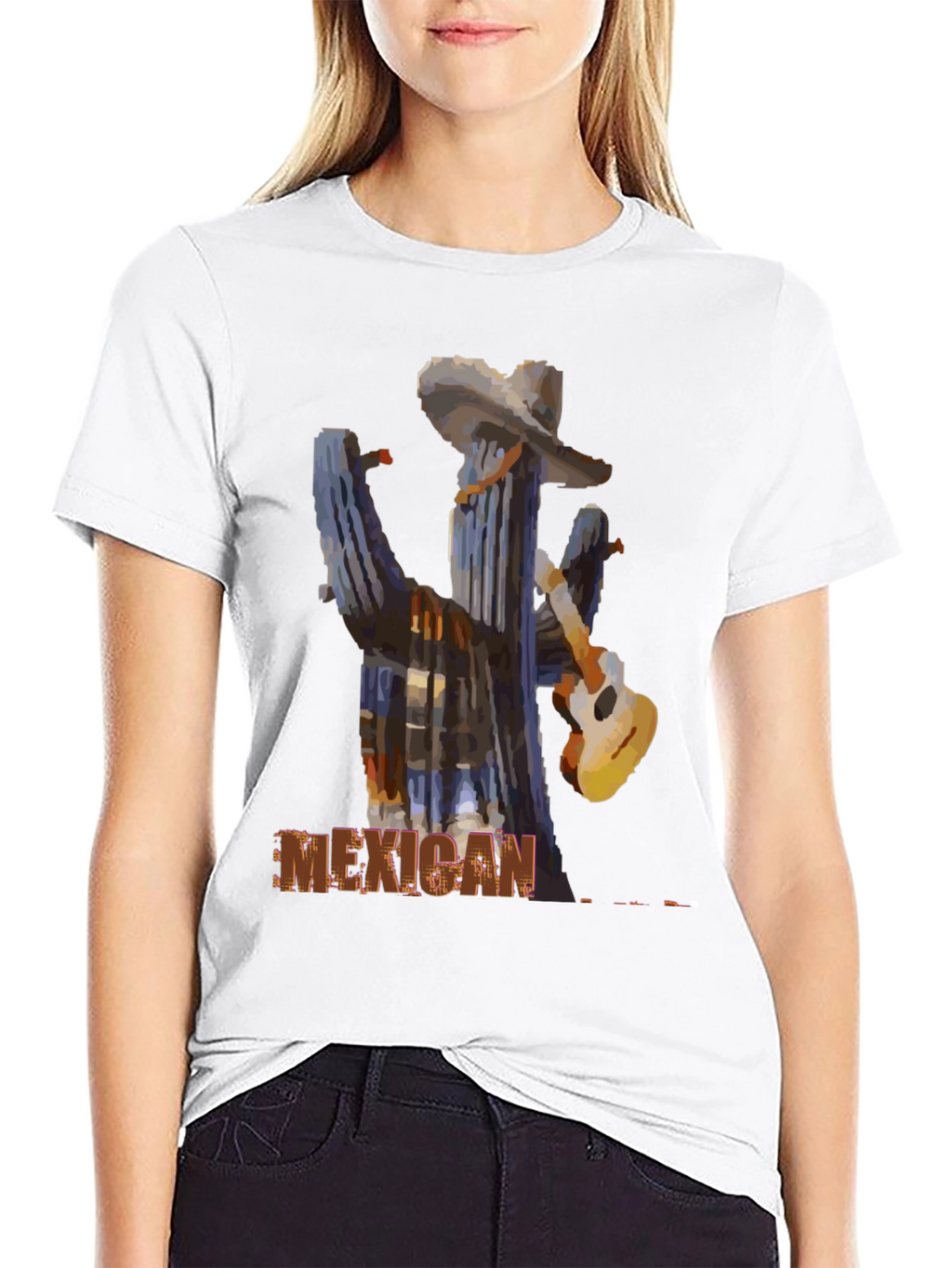 Mexican Cactus Guitar Graphic T-Shirt