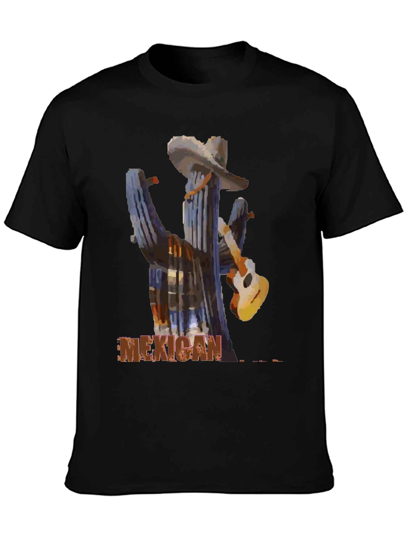 Mexican Cactus Guitar Graphic T-Shirt