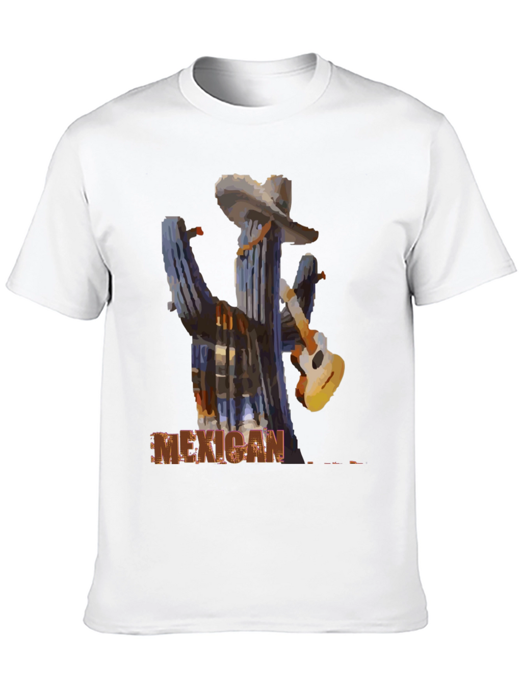 Mexican Cactus Guitar Graphic T-Shirt