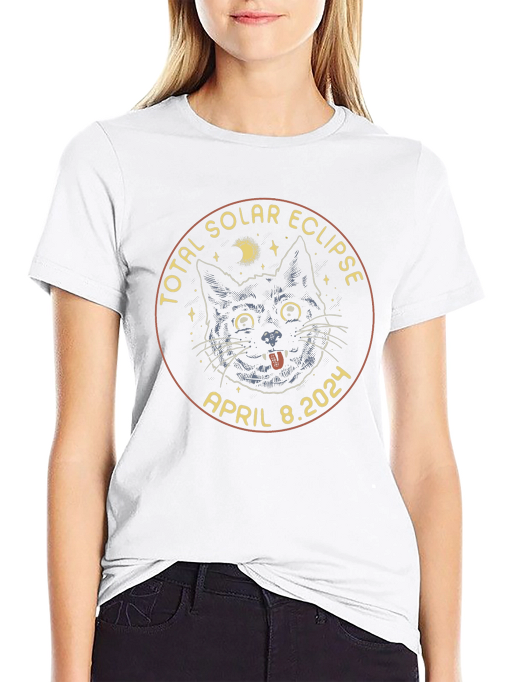 Total Solar Eclipse 2024 Cat T-Shirt