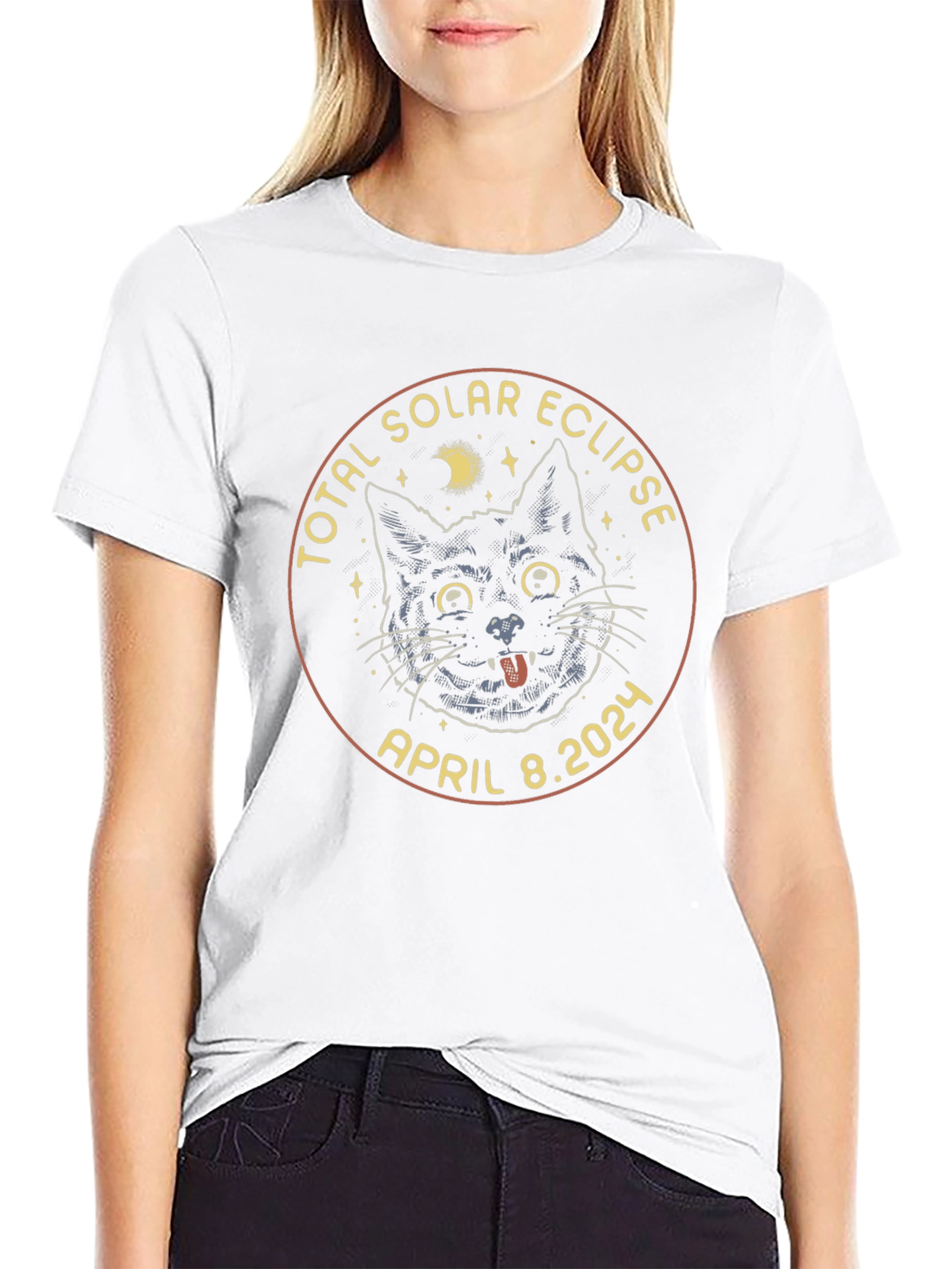 Total Solar Eclipse 2024 Cat T-Shirt