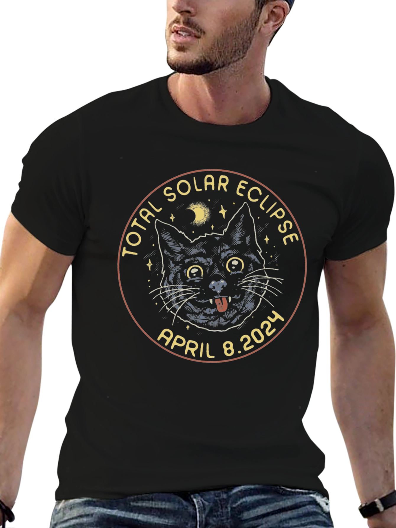 Total Solar Eclipse 2024 Cat T-Shirt
