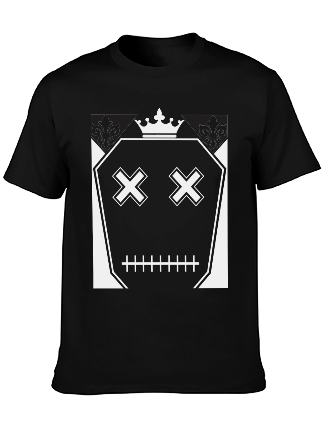 Crown Skull Face Graphic T-Shirt - Mens Black Tee