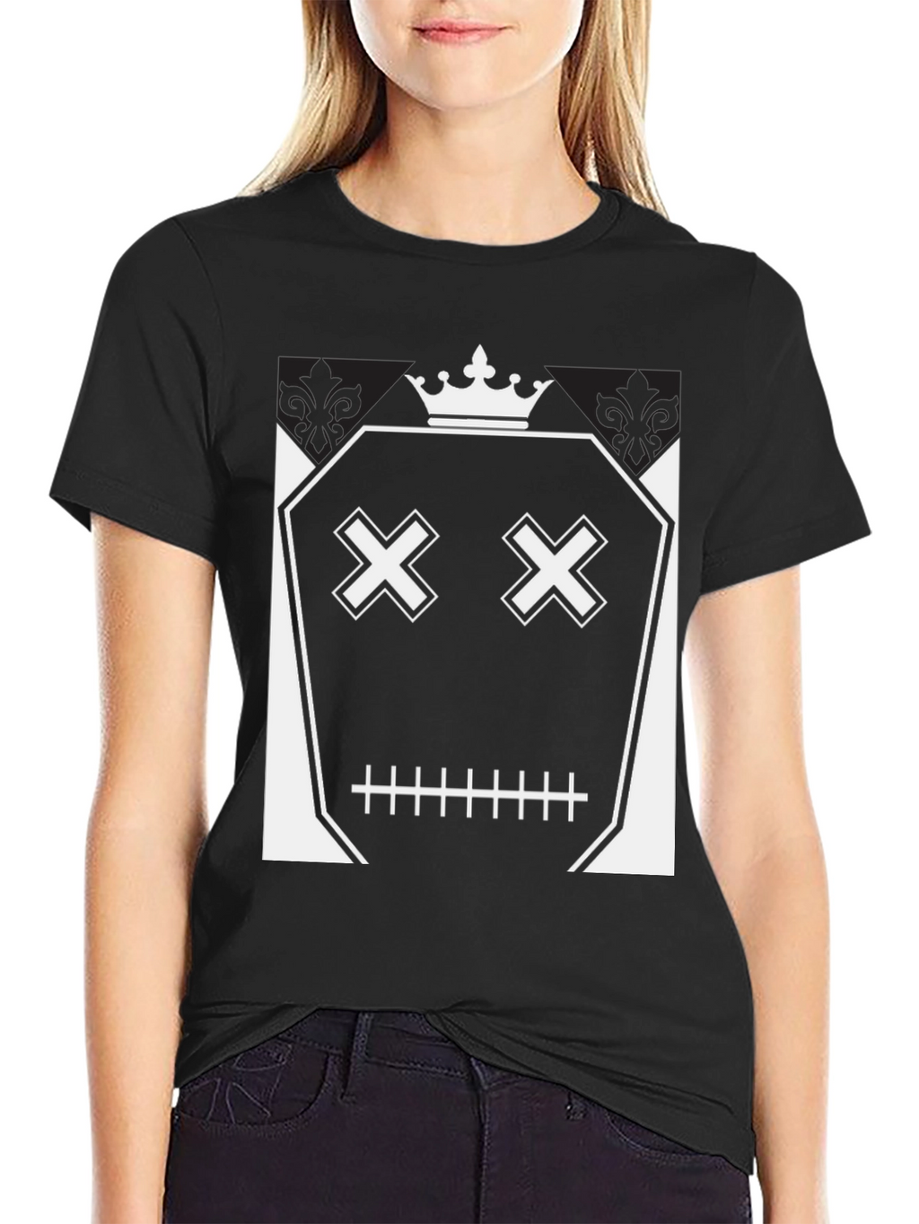 Crown Skull Face Graphic T-Shirt - Mens Black Tee
