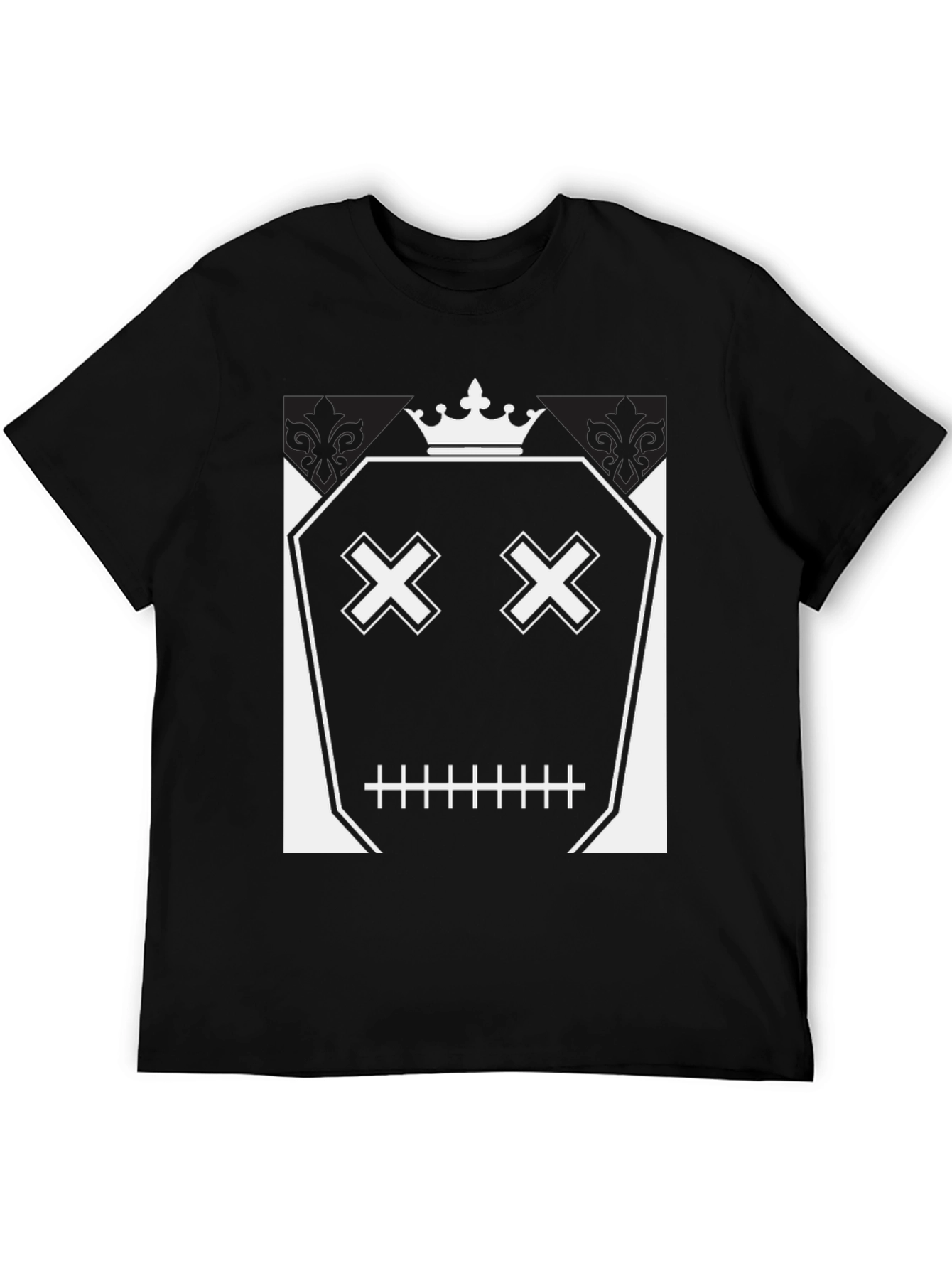 Crown Skull Face Graphic T-Shirt - Mens Black Tee