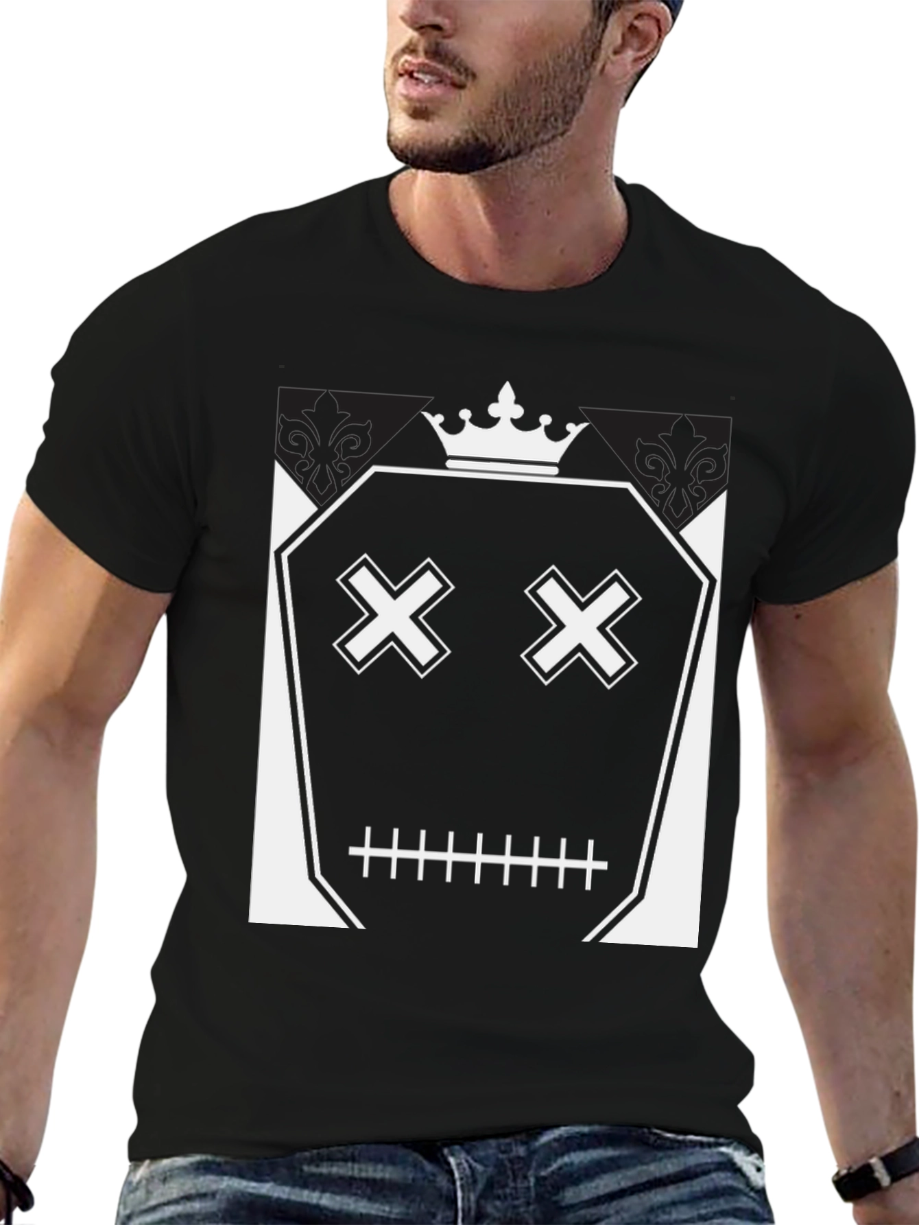 Crown Skull Face Graphic T-Shirt - Mens Black Tee