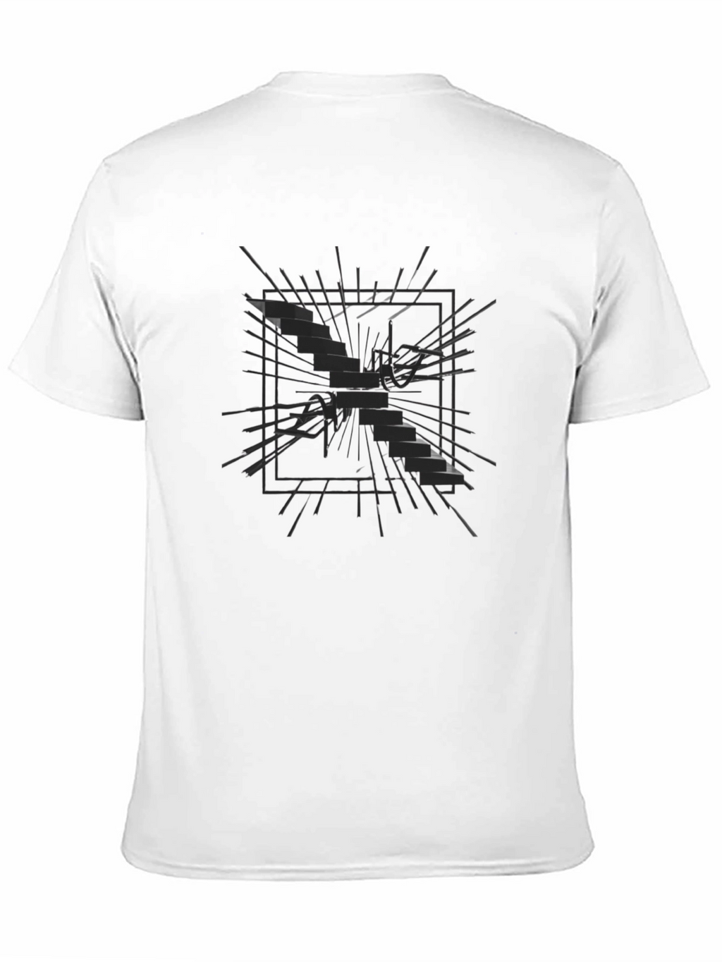 Abstract Shattered Glass Graphic Tee - Black
