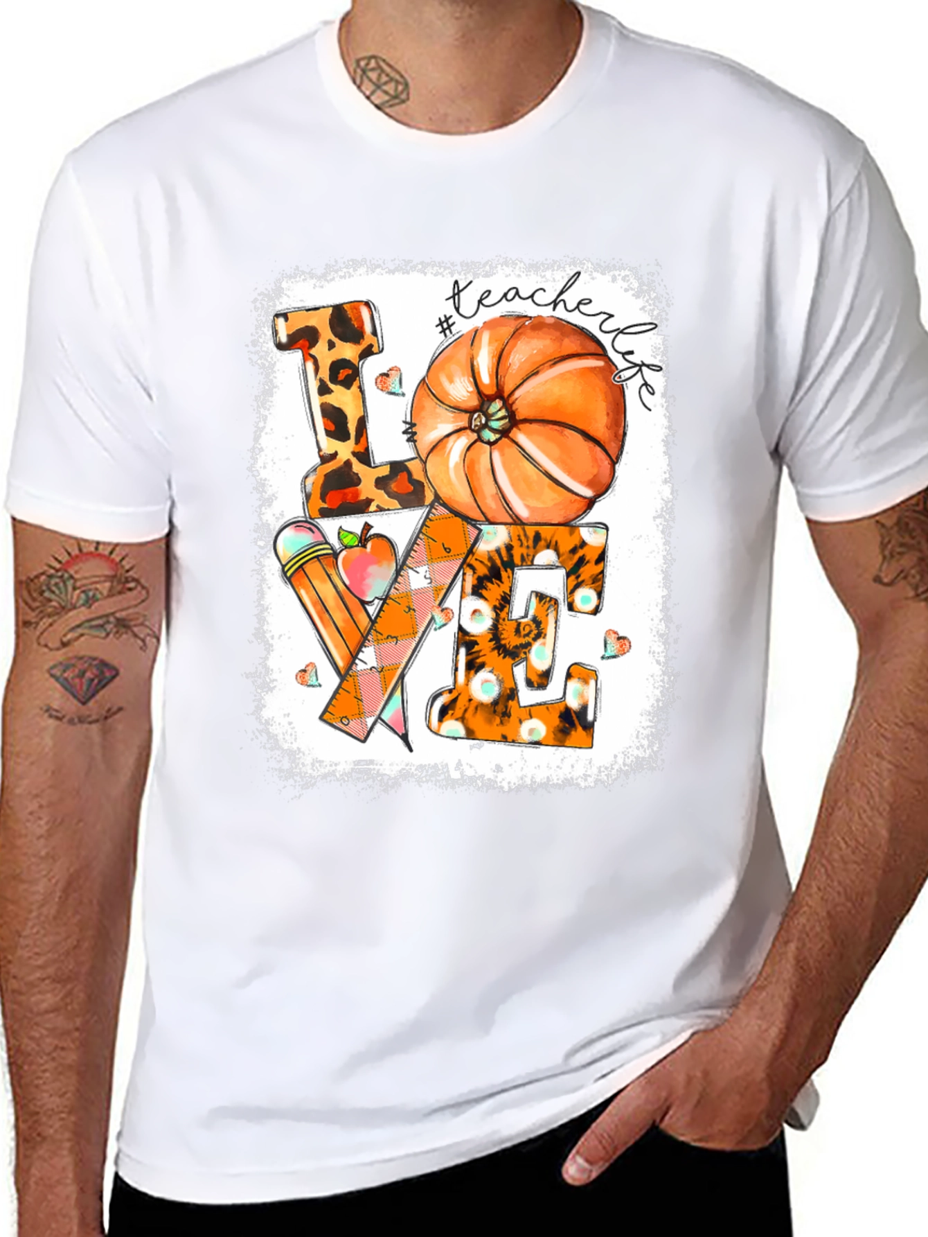Teacher Life Fall Pumpkin Graphic Tee