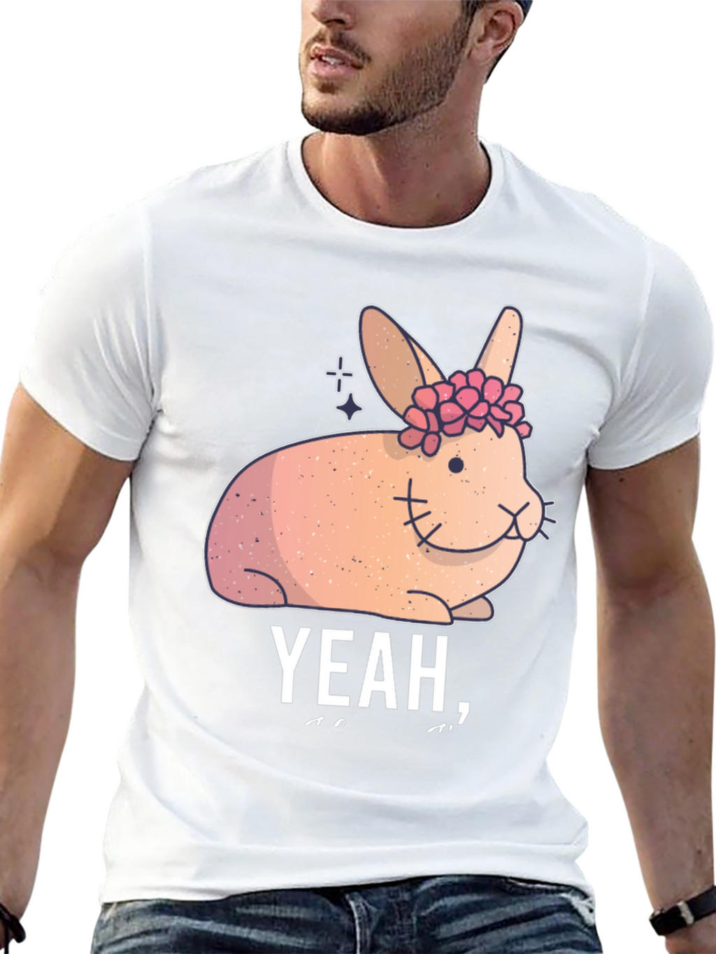 Cute Floral Bunny Graphic Tee - Yeah I...
