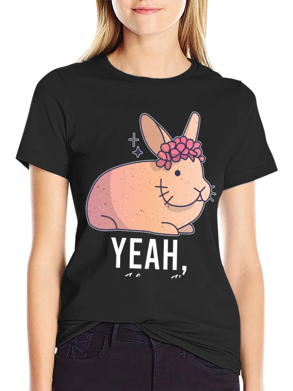 Cute Floral Bunny Graphic Tee - Yeah I...