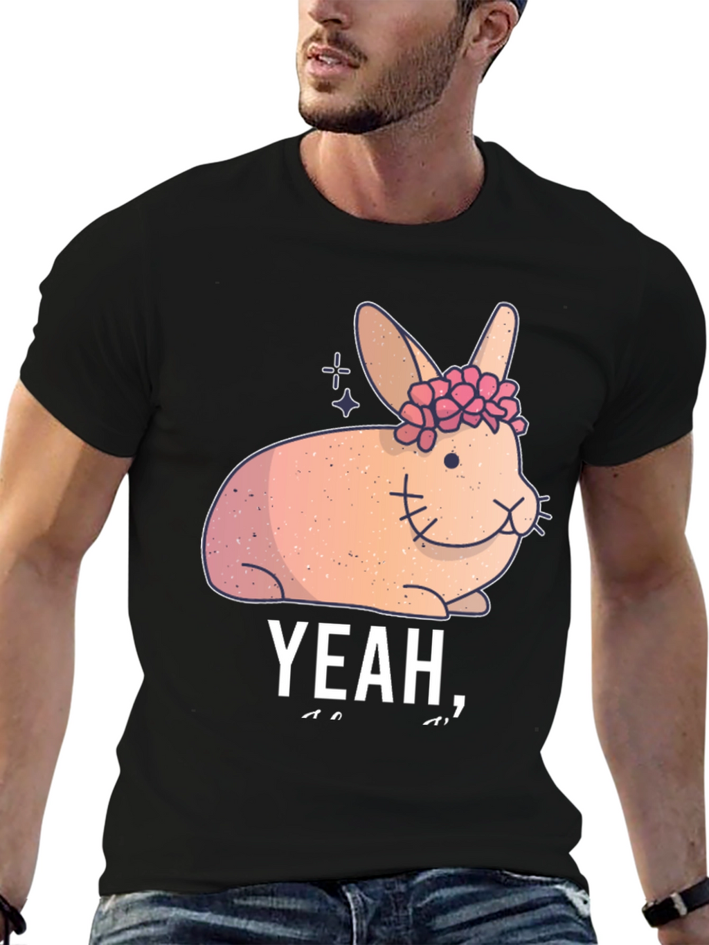 Cute Floral Bunny Graphic Tee - Yeah I...