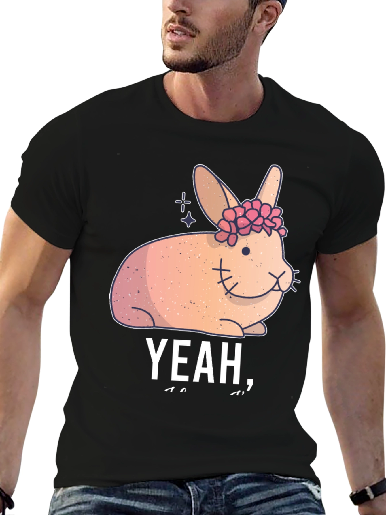 Cute Floral Bunny Graphic Tee - Yeah I...