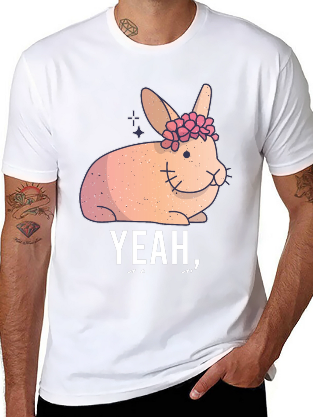 Cute Floral Bunny Graphic Tee - Yeah I...