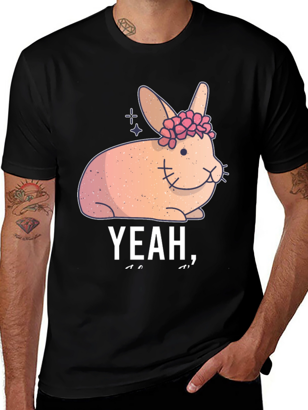 Cute Floral Bunny Graphic Tee - Yeah I...