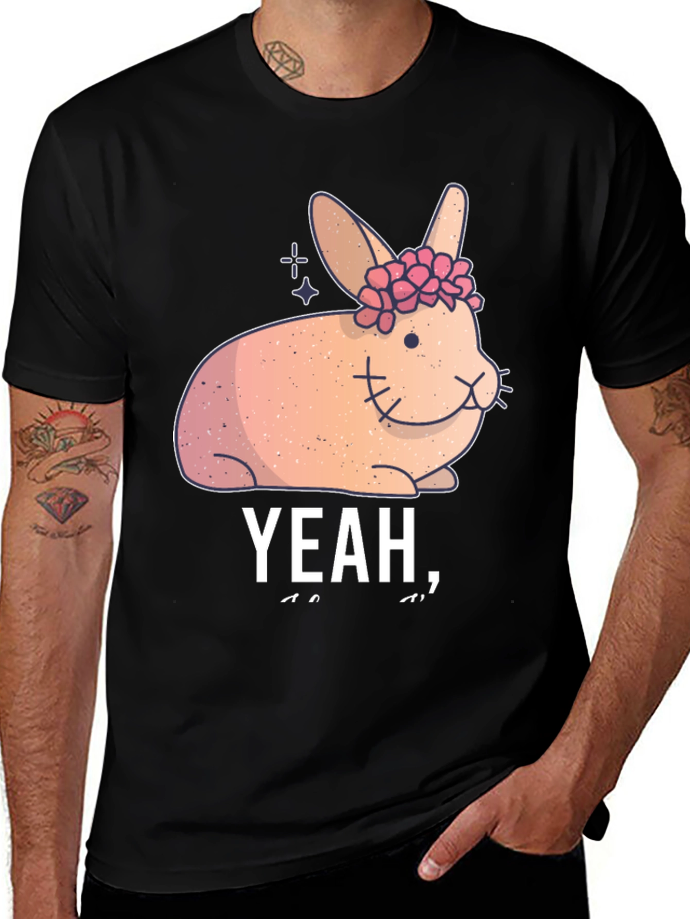 Cute Floral Bunny Graphic Tee - Yeah I...