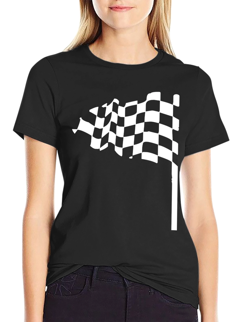 Checkered Flag Black T-Shirt - Racing Style