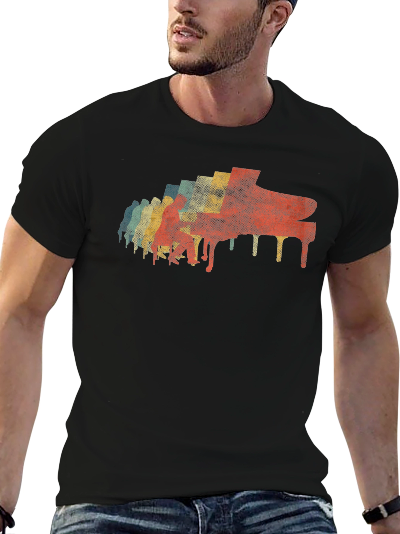 Retro Piano Graphic T-Shirt - Cool Music Lover Tee