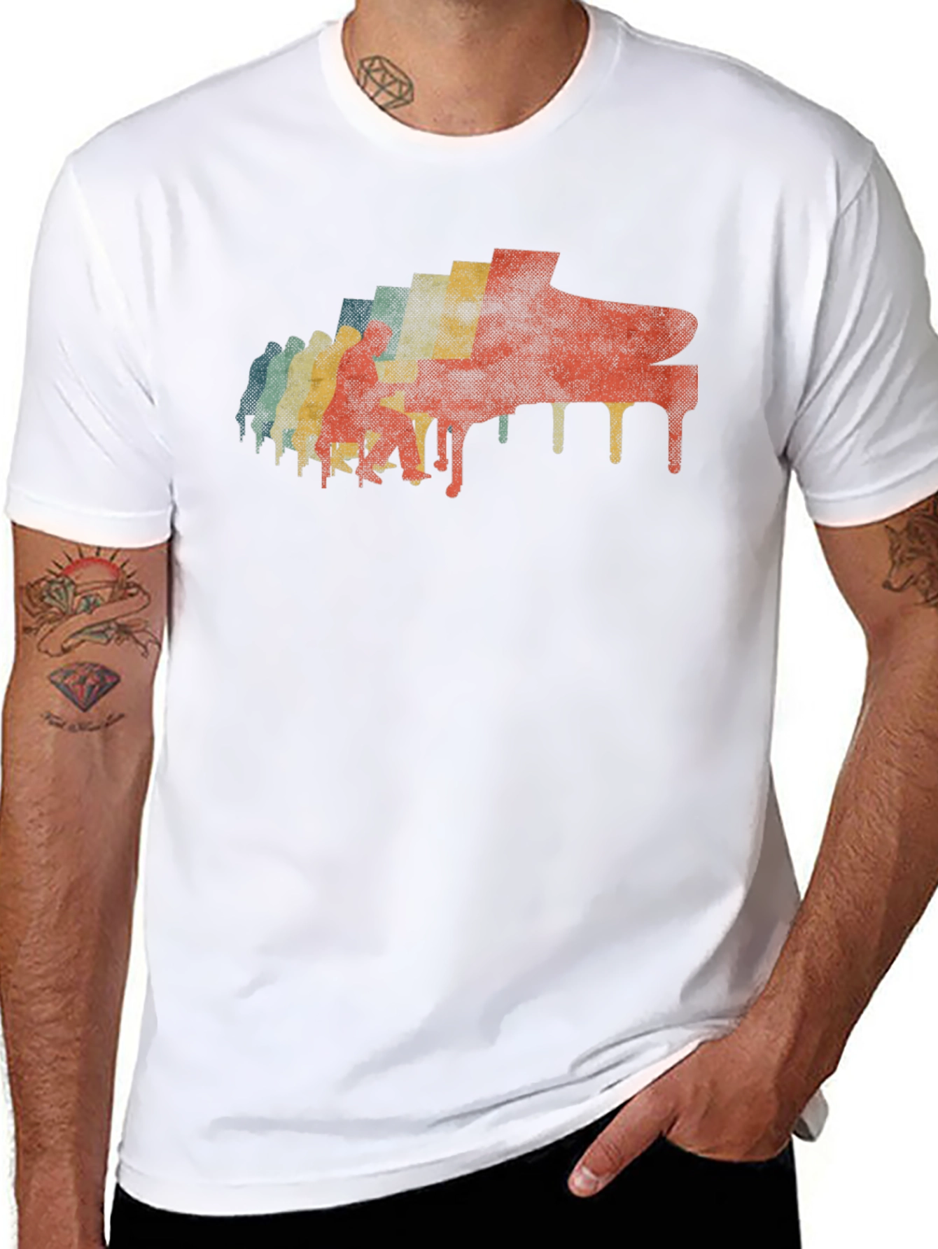 Retro Piano Graphic T-Shirt - Cool Music Lover Tee
