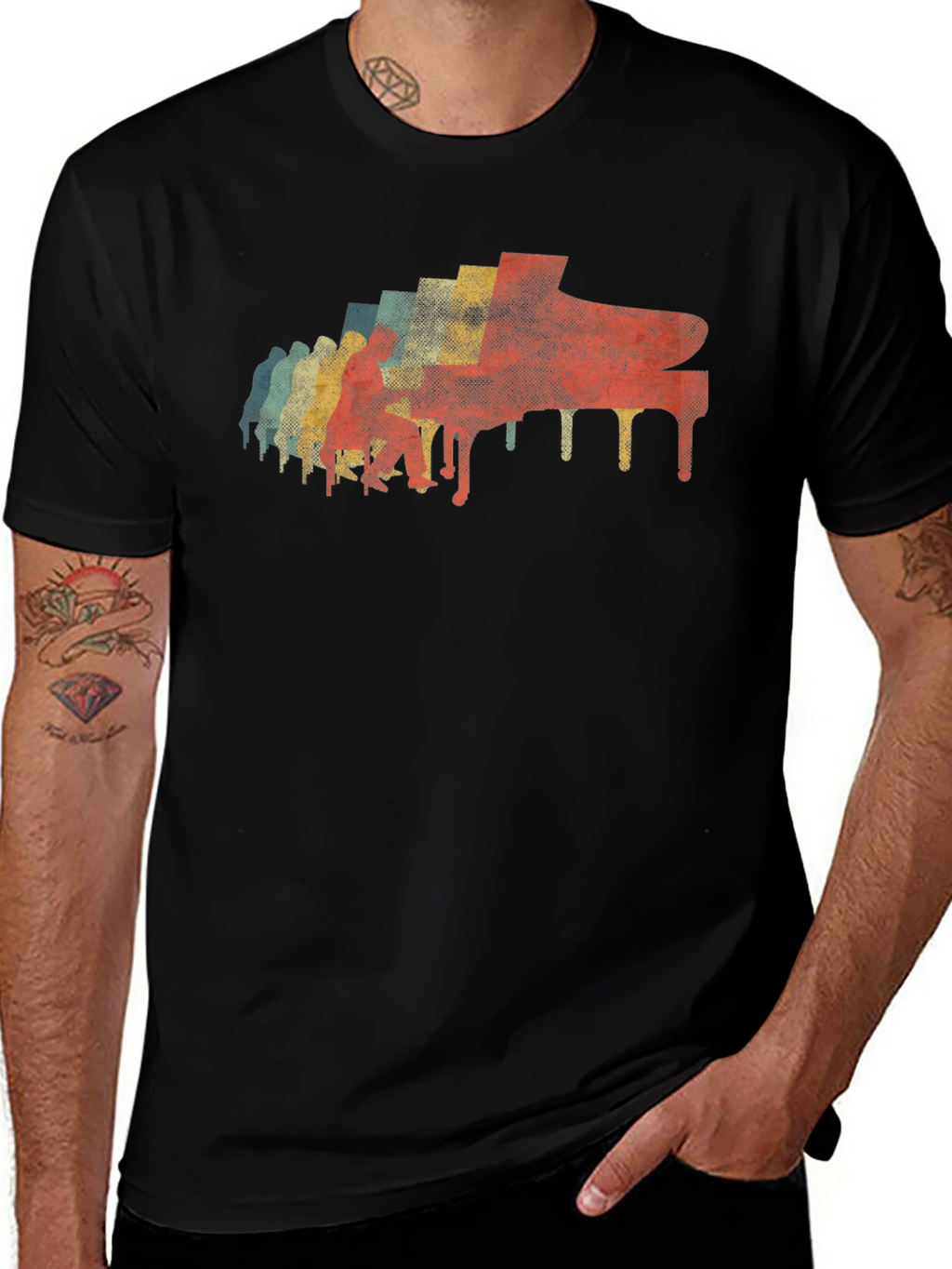 Retro Piano Graphic T-Shirt - Cool Music Lover Tee