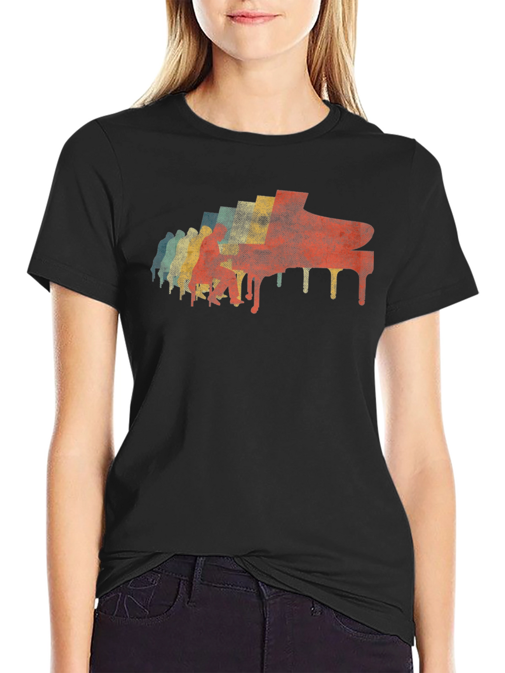 Retro Piano Graphic T-Shirt - Cool Music Lover Tee
