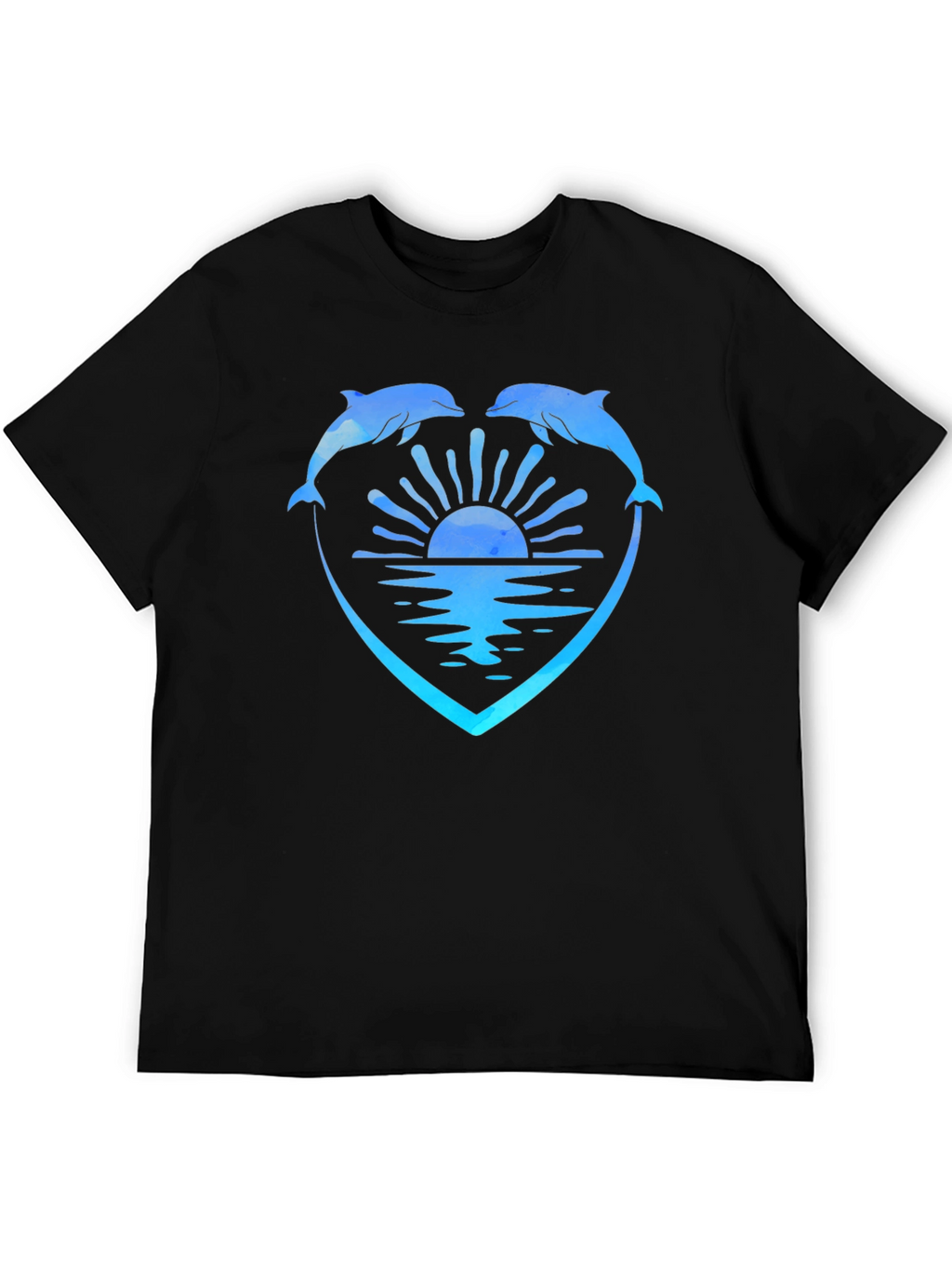 Dolphin Heart Sunset Graphic Tee - Black