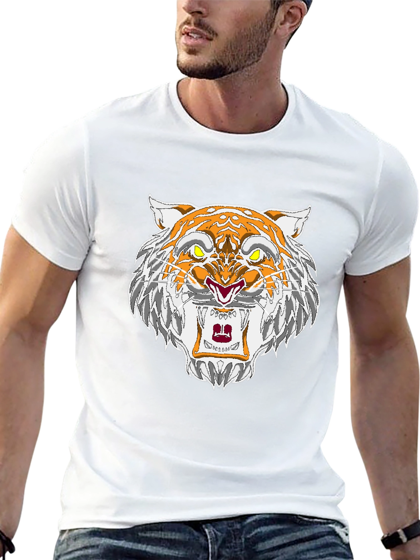 Roaring Tiger Graphic Tee - Black Cotton T-Shirt