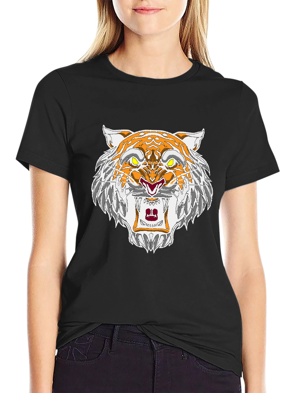 Roaring Tiger Graphic Tee - Black Cotton T-Shirt