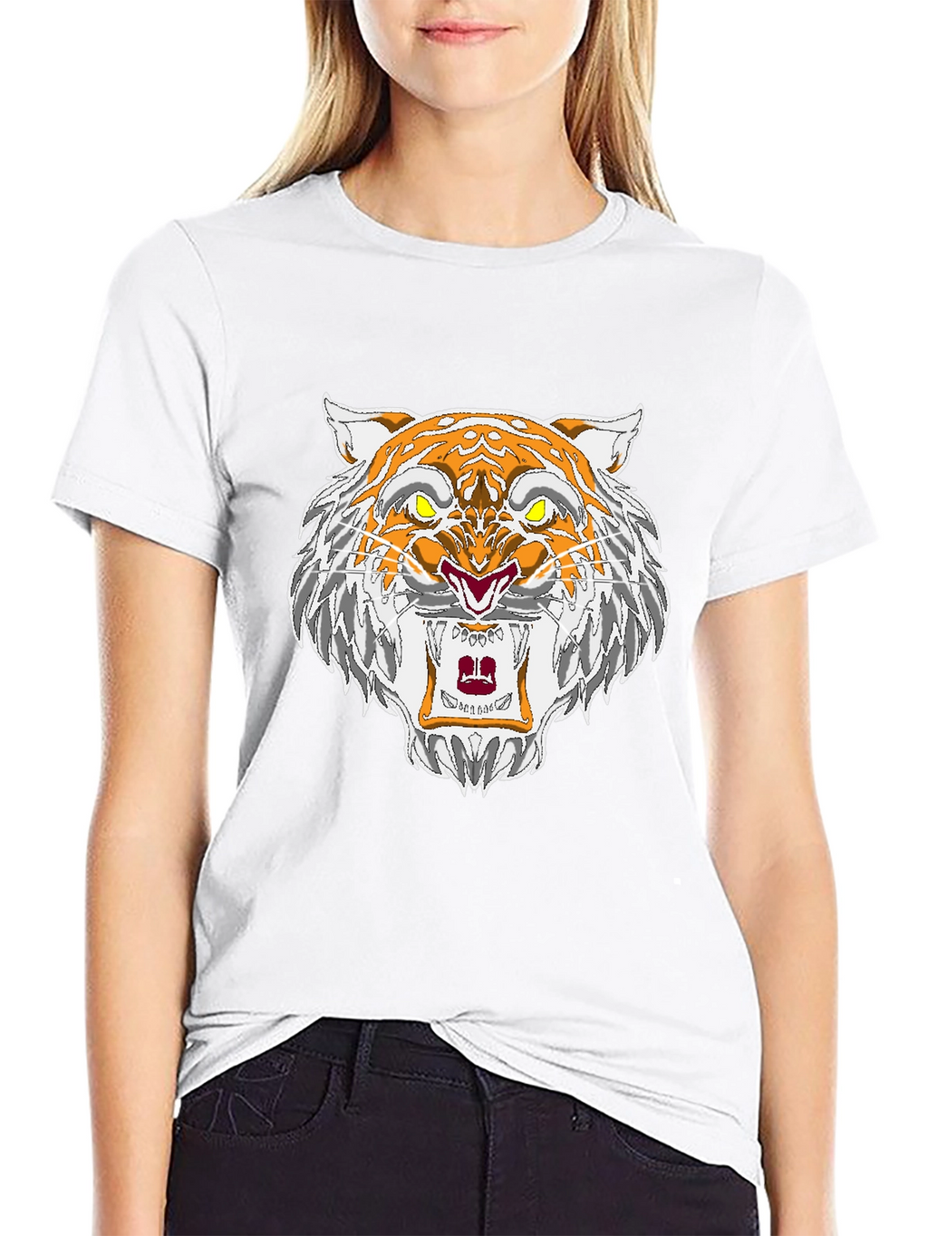 Roaring Tiger Graphic Tee - Black Cotton T-Shirt
