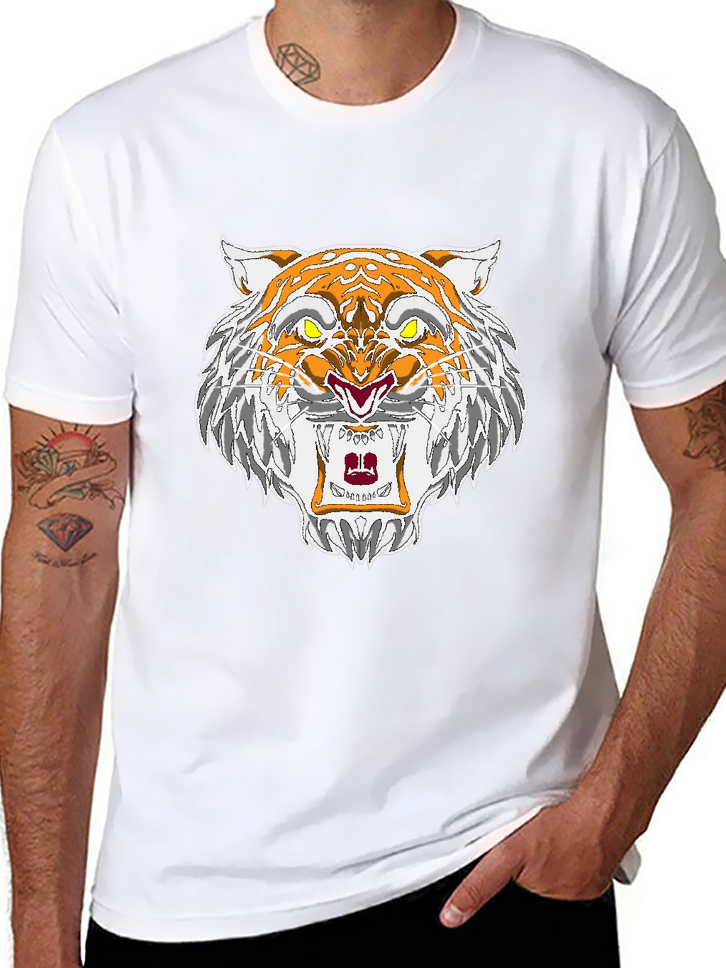 Roaring Tiger Graphic Tee - Black Cotton T-Shirt