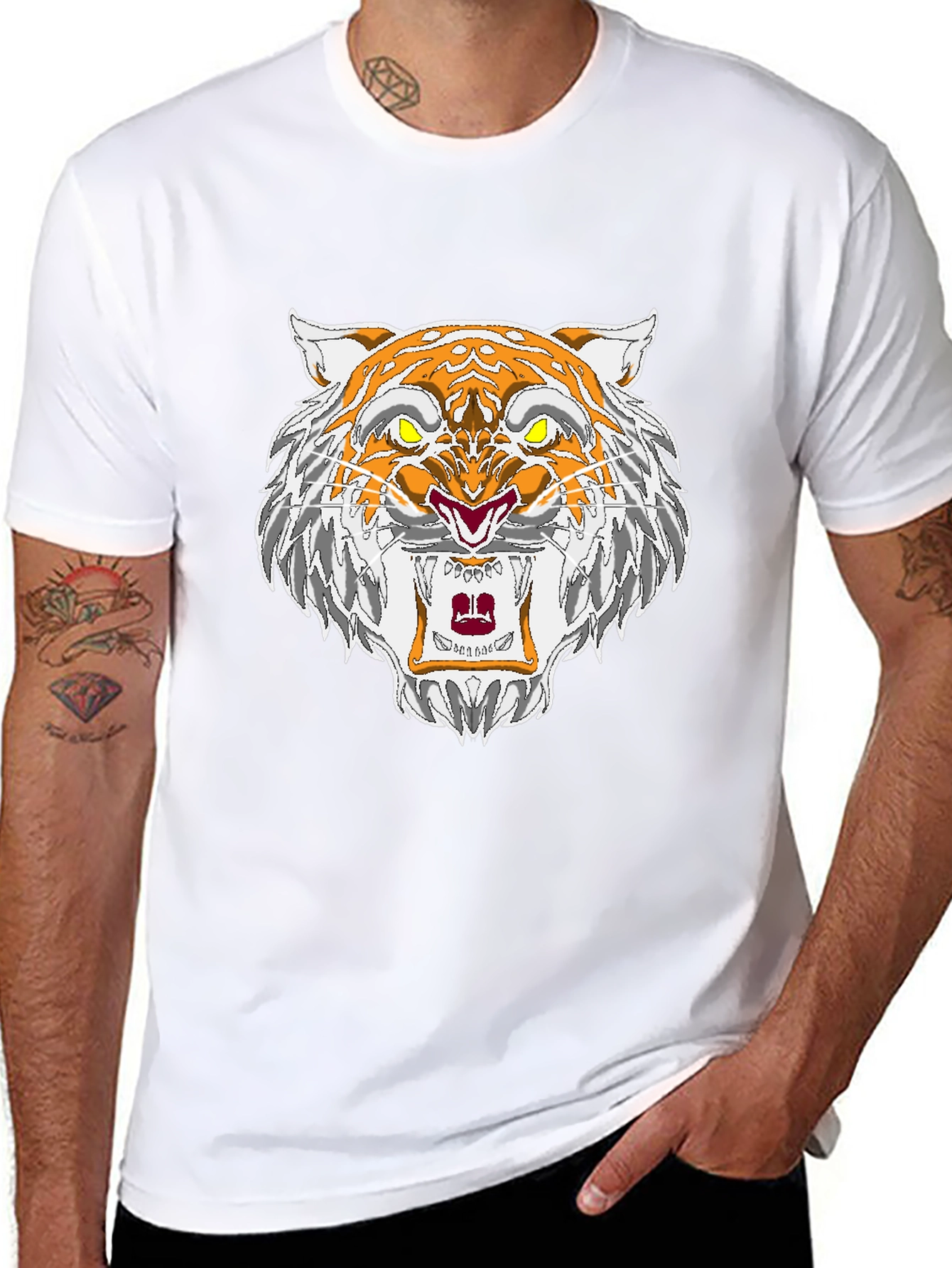 Roaring Tiger Graphic Tee - Black Cotton T-Shirt