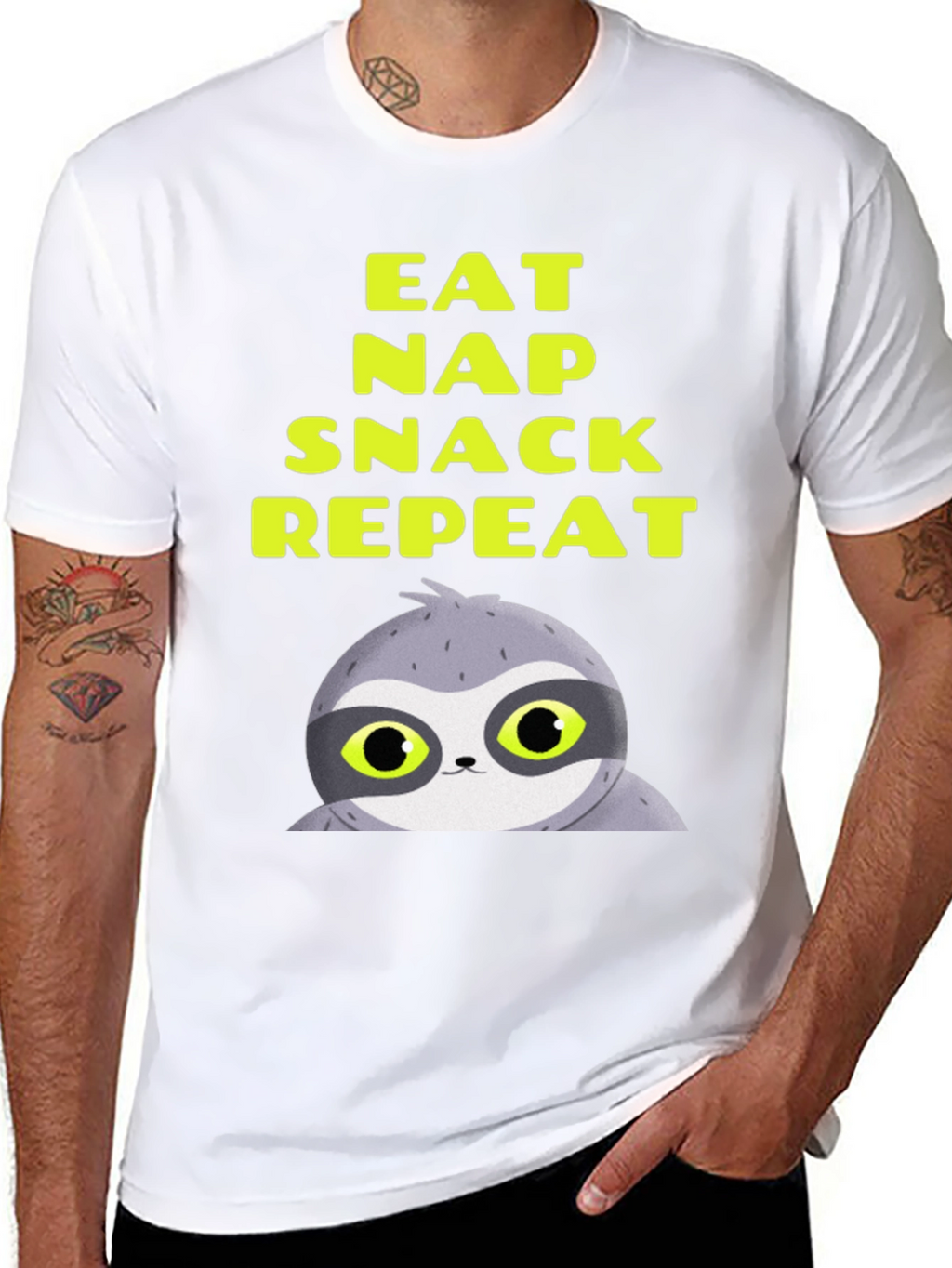 Eat Nap Snack Repeat Sloth Graphic Tee