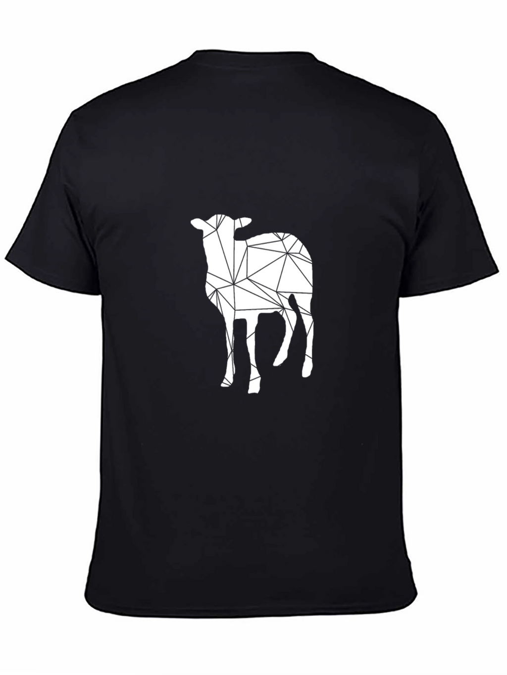 Geometric Lamb Graphic Tee - Mens Black Crew Neck