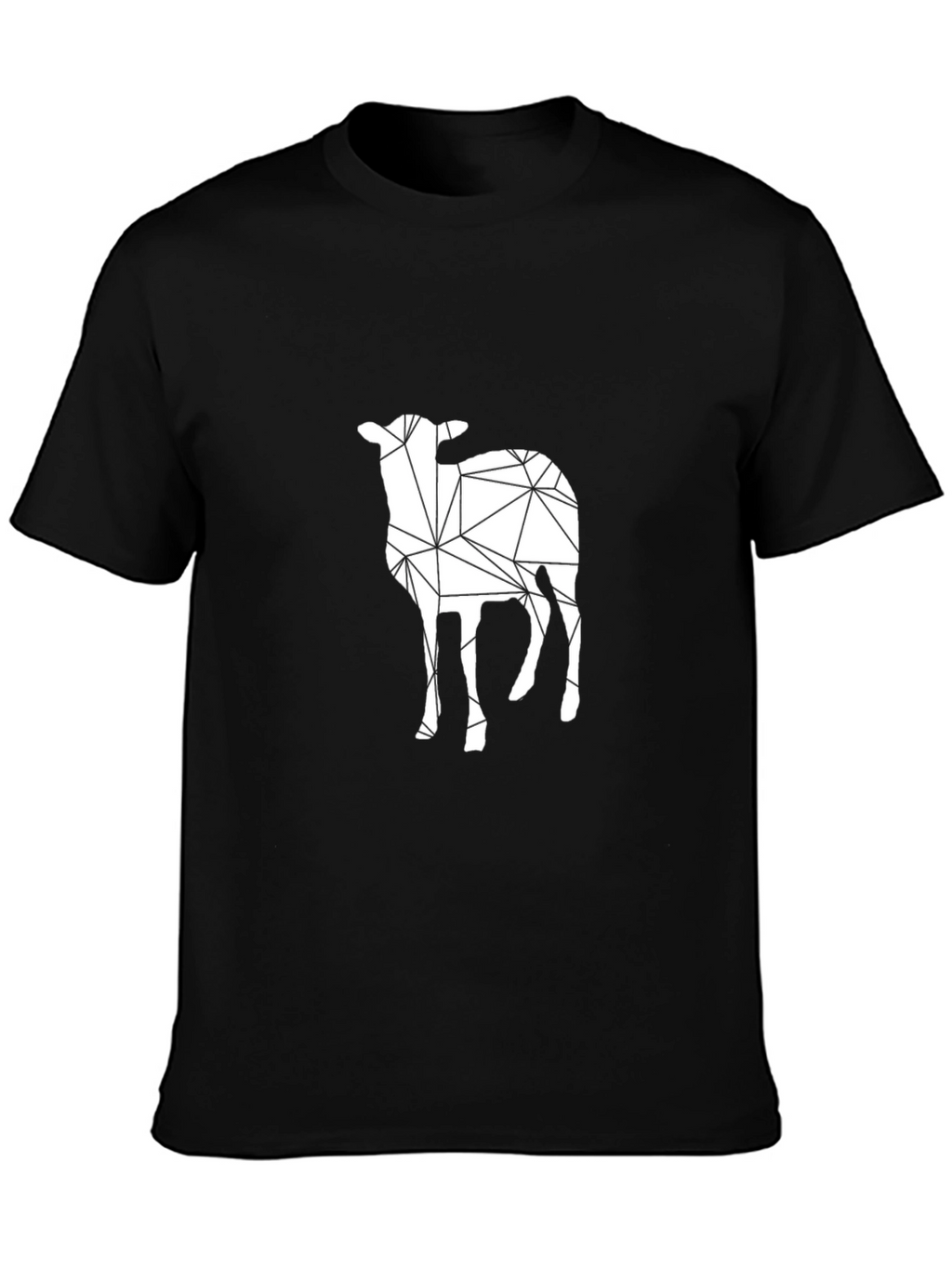 Geometric Lamb Graphic Tee - Mens Black Crew Neck