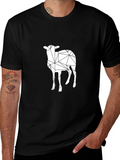 Geometric Lamb Graphic Tee - Mens Black Crew Neck