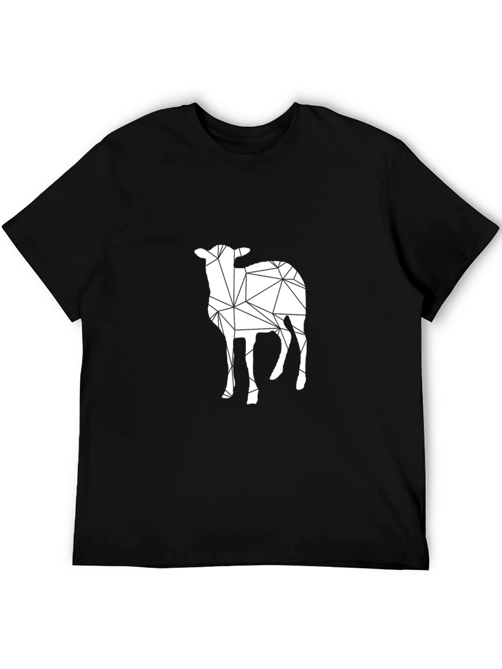 Geometric Lamb Graphic Tee - Mens Black Crew Neck