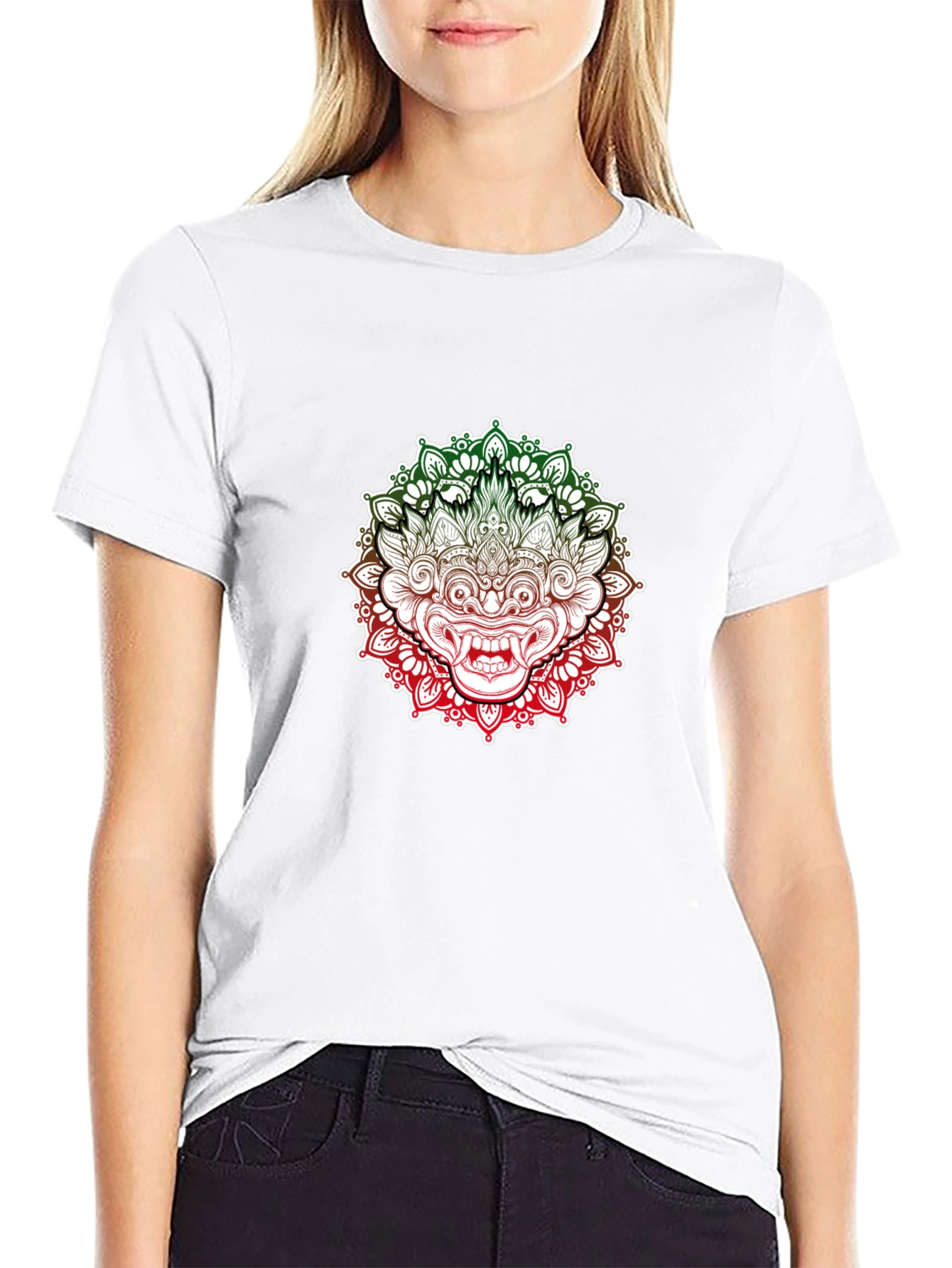 Barong Mandala Graphic Tee - Black Cotton Shirt