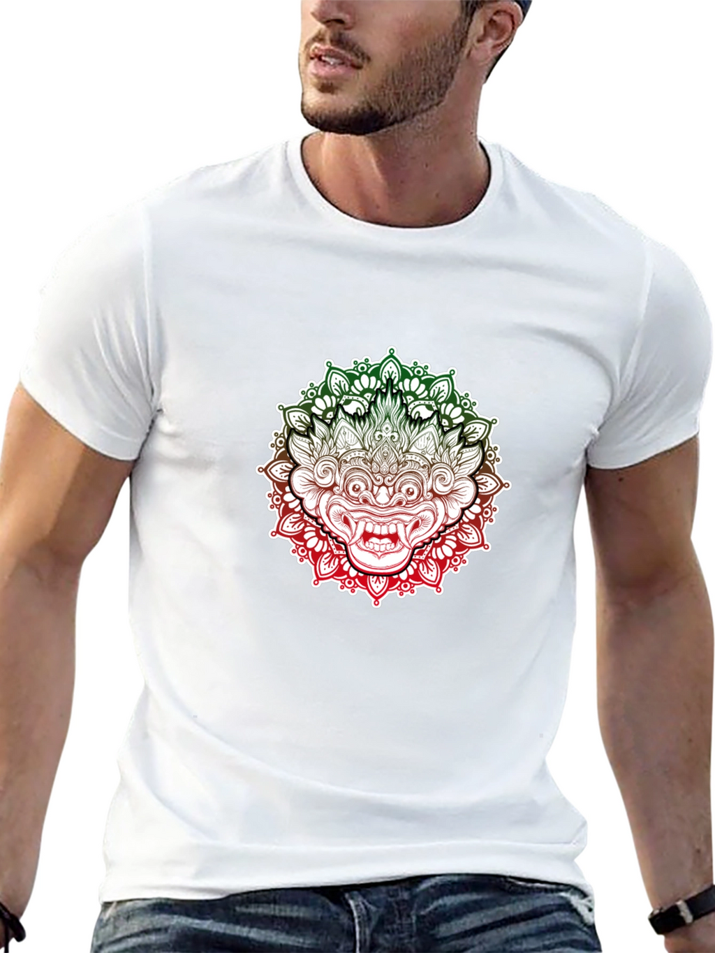 Barong Mandala Graphic Tee - Black Cotton Shirt