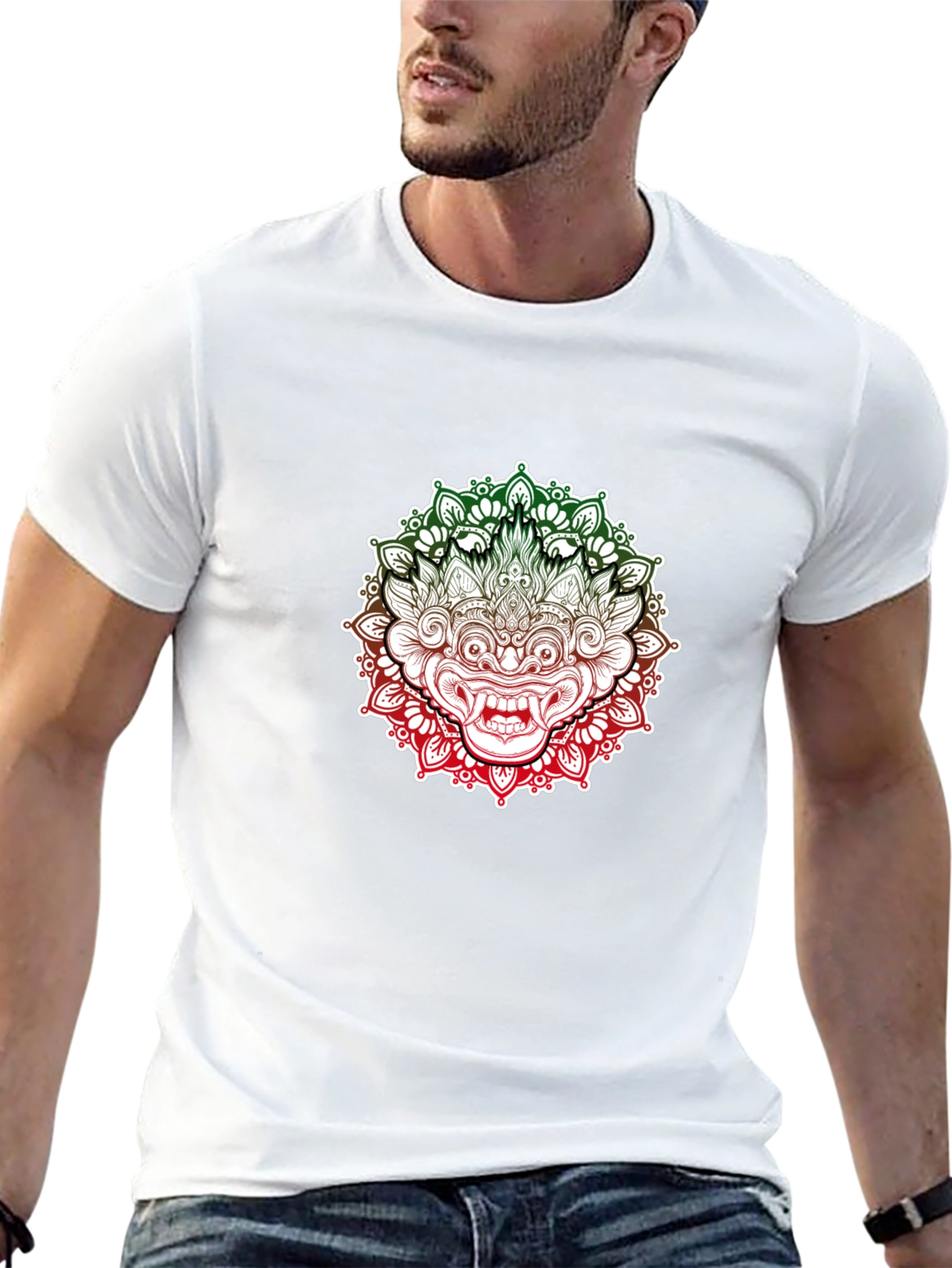 Barong Mandala Graphic Tee - Black Cotton Shirt
