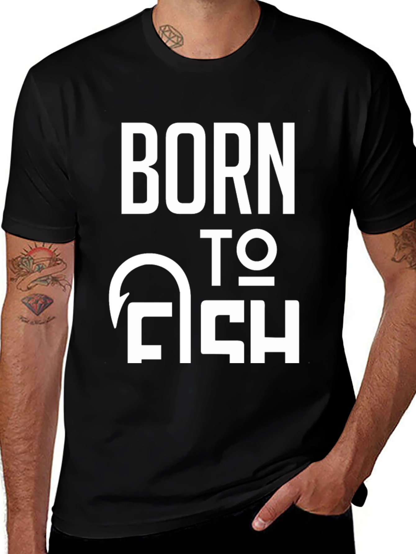 Born to Fish Graphic T-Shirt - Black