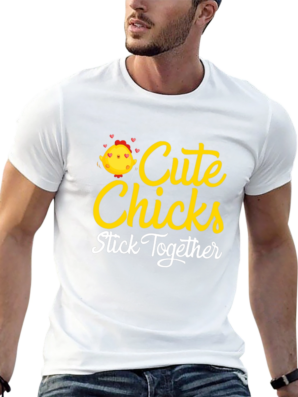 Cute Chicks Stick Together Black T-Shirt