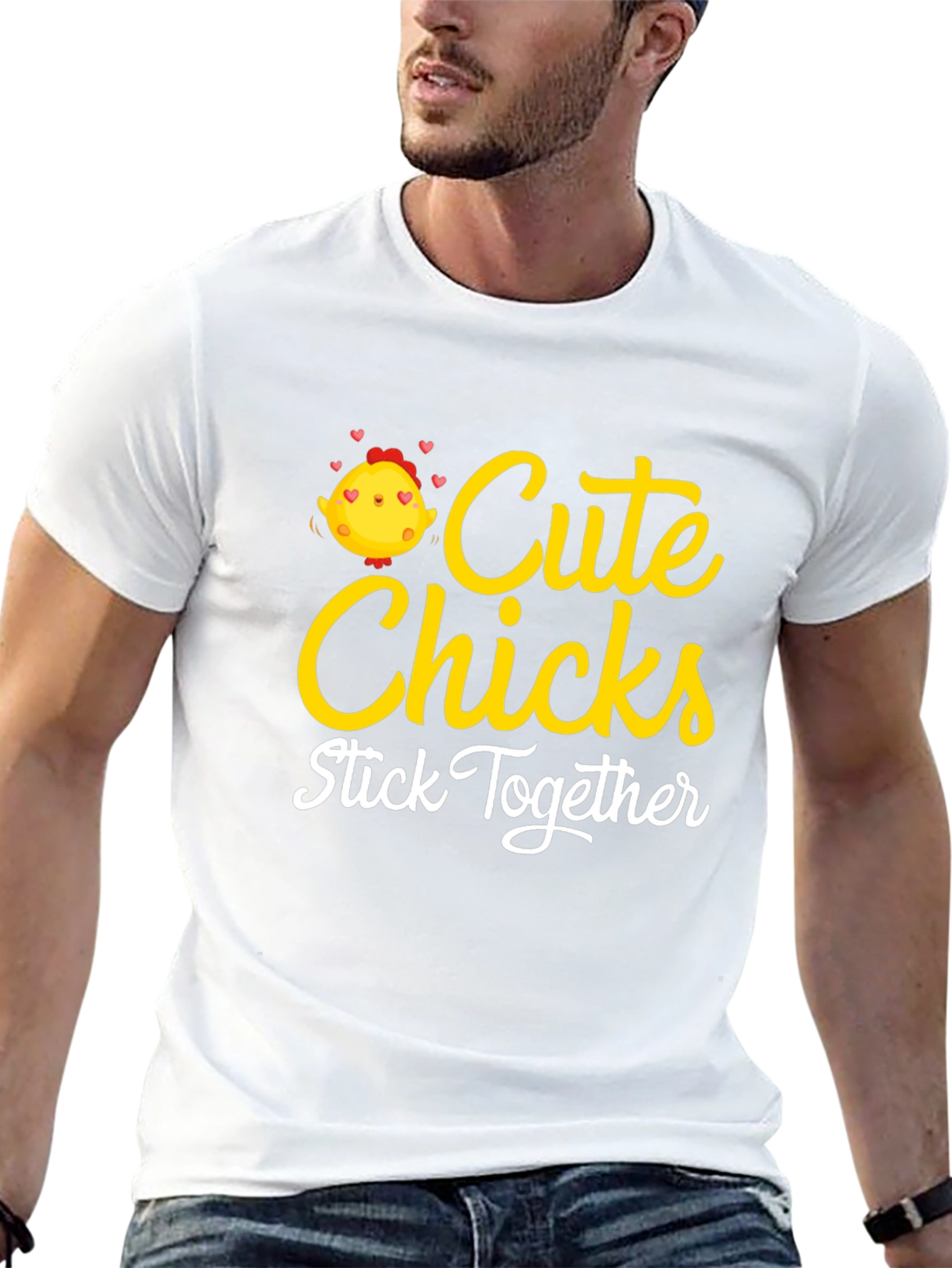 Cute Chicks Stick Together Black T-Shirt